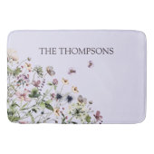 Waterverf Paarse Wilde Bloemen met Monogram Badmat (Voorkant)