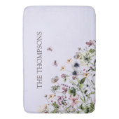 Waterverf Paarse Wilde Bloemen met Monogram Badmat (Voorkant Verticaal)