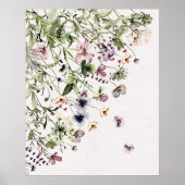 Waterverf Paarse Wilde Bloemen Muurkunst Poster (Voorkant)