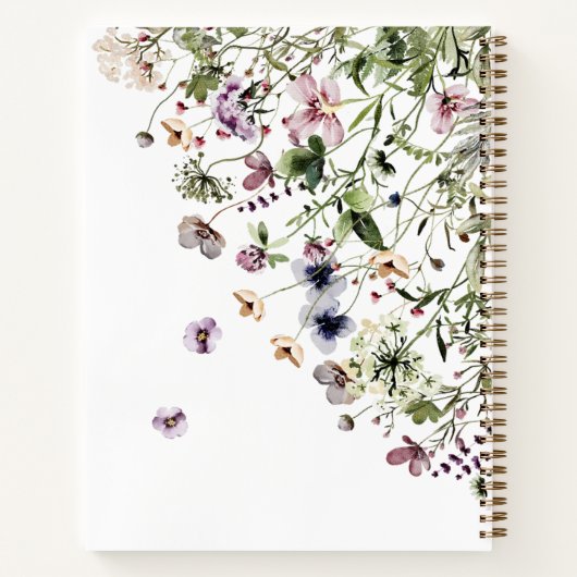 Waterverf Paarse wilde bloemen Notitieboek (Achterkant)