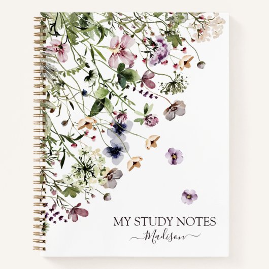 Waterverf Paarse wilde bloemen Notitieboek (Voorkant)