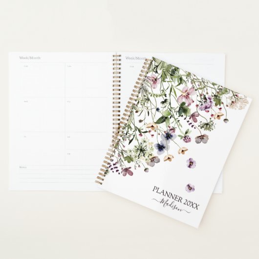 Waterverf Paarse wilde bloemen Planner (Display)