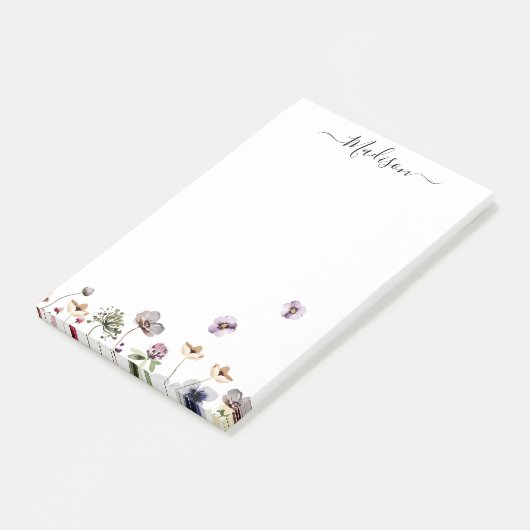 Waterverf Paarse wilde bloemen Post-it® Notes (Schuin)