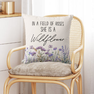 Waterverf Paarse Wilde Bloemenwei Citaat Kussen
