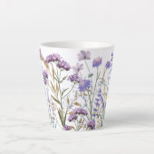 Waterverf Paarse Wilde Bloemenwei Latte Mok (Voorkant)