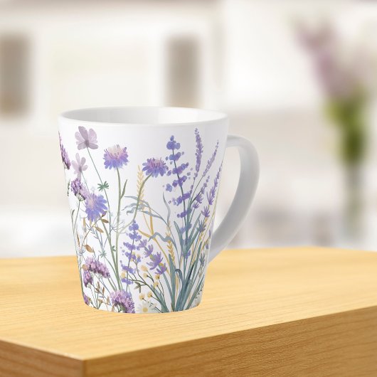 Waterverf Paarse Wilde Bloemenwei Latte Mok
