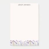 Waterverf Paarse Wilde Bloemenwei Post-it® Notes (Voorkant)