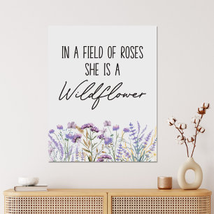 Waterverf Paarse Wilde Bloemenweide Citaat Canvas Afdruk