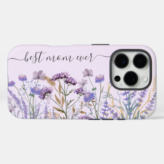 Waterverf Paarse Wilde Bloemenweide Citaat Case-Mate iPhone Case (Achterkant (horizontaal))
