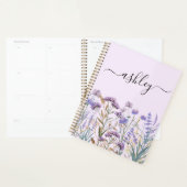 Waterverf Paarse Wilde Bloemenweide met Monogram Planner (Display)