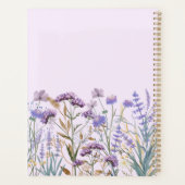 Waterverf Paarse Wilde Bloemenweide met Monogram Planner (Achterkant)