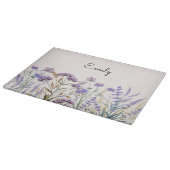 Waterverf Paarse Wilde Bloemenweide met Monogram Snijplank (Hoek)