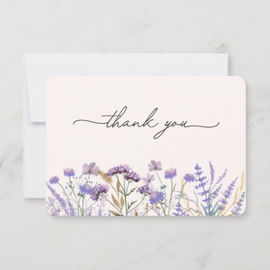Waterverf Paarse Wildflower Meadow Bedankkaart (Voorkant)