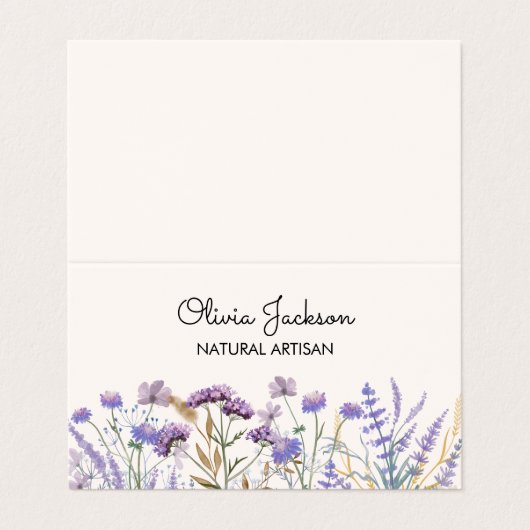 Waterverf Paarse Wildflower Meadow Gevouwen Visitekaartje (Buitenkant ongevouwen)