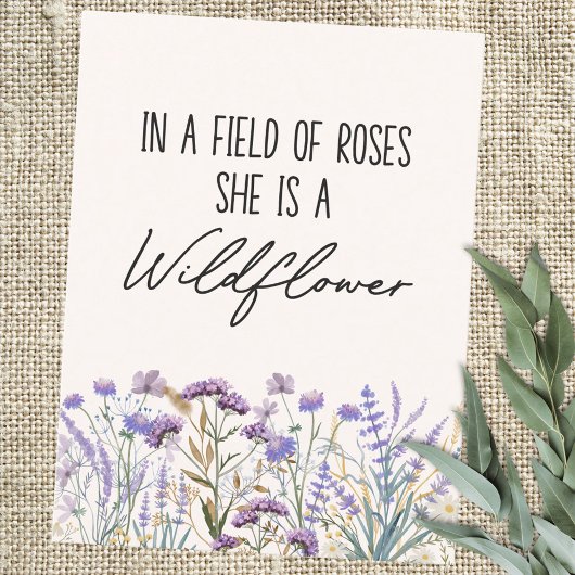 Waterverf Paarse Wildflower Meadow Quote Briefkaart