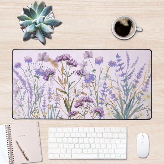 Waterverf Paarse Wildflower Meadow Quote Bureaumat