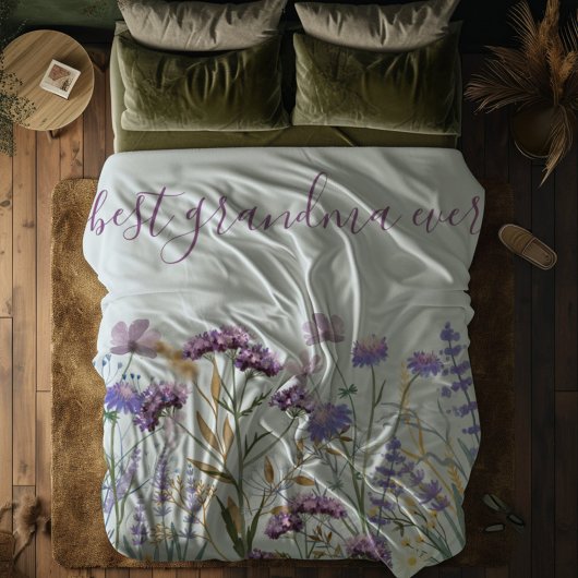 Waterverf Paarse Wildflower Meadow Quote Fleece Deken