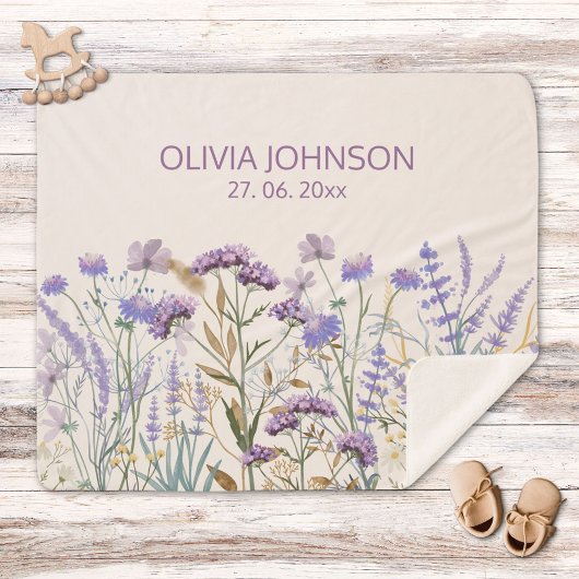 Waterverf Paarse Wildflower Meadow Quote Sherpa Deken