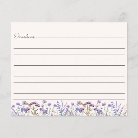 Waterverf Paarse Wildflower Meadow Recept Kaart (Achterkant)