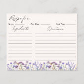 Waterverf Paarse Wildflower Meadow Recept Kaart (Voorkant)