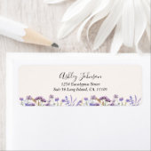 Waterverf Paarse Wildflower Meadow Retouradres Etiket (Insitu)