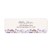 Waterverf Paarse Wildflower Meadow Retouradres Etiket (Voorkant)