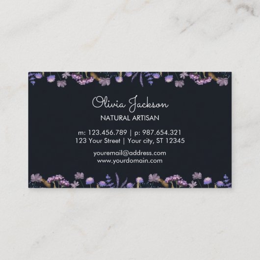 Waterverf Paarse Wildflower Meadow Visitekaartje (Achterkant)