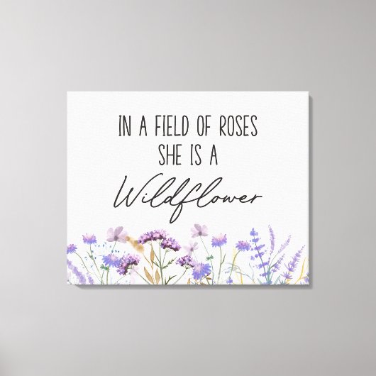 Waterverf Paarse Wildflower Quote Horizontaal Canvas Afdruk (Voorkant)