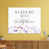 Waterverf Paarse Wildflower Quote Horizontaal Canvas Afdruk (Insitu (Woonkamer))