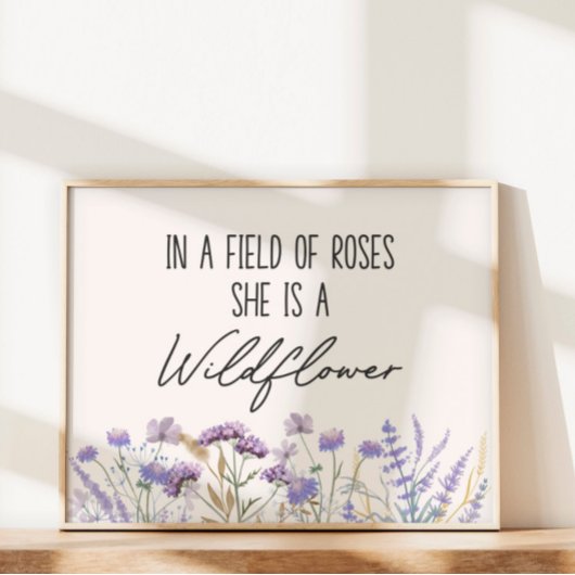 Waterverf Paarse Wildflower Quote Horizontaal Poster