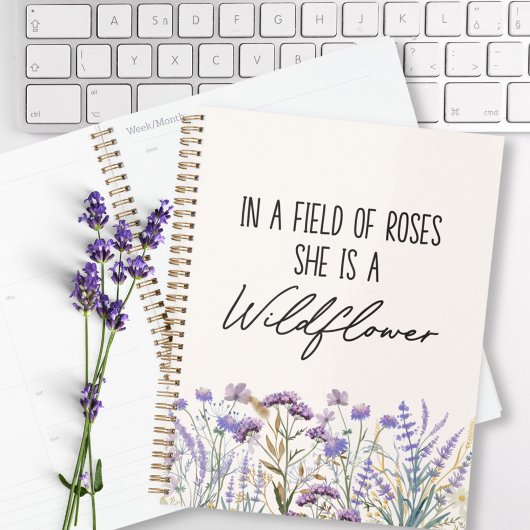 Waterverf Paarse Wildflower Quote Wekelijks Maande Planner