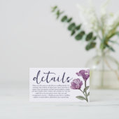 Waterverf Paarse Wildflower Weddenschap Informatiekaartje (Staand voorkant)