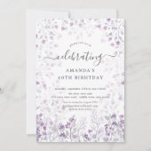 Waterverf Paarse Wildflowers Verjaardagsfeest Kaart (Voorkant)