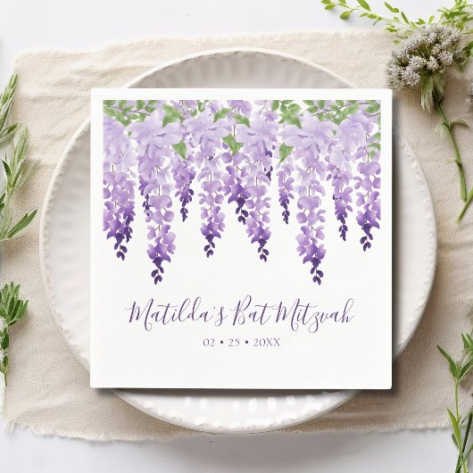 Waterverf Paarse Wisteria | Bat Mitzvah Servet