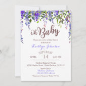 Waterverf Paarse Wisteria Modern Baby shower Kaart (Voorkant)