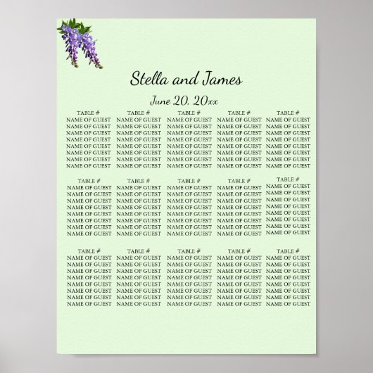 Waterverf Paarse Wisteria Zitplaatsindeling Poster (Voorkant)