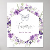 Waterverf paarse zilveren vlinder Favors Poster (Voorkant)