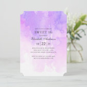 Waterverf paarse Zoet 16. Lavendel 16e verjaardag Kaart (Staand voorkant)