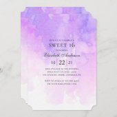 Waterverf paarse Zoet 16. Lavendel 16e verjaardag Kaart (Voorkant / Achterkant)
