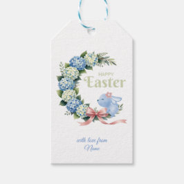 Waterverf Paas Hydrangea Krans Mooie Konijn Cadeaulabel