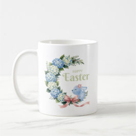 Waterverf Paas Hydrangea Krans Mooie Konijn Koffiemok