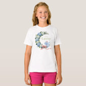 Waterverf Paas Hydrangea Krans Mooie Konijn T-shirt (Voorkant volledig)
