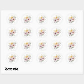 Waterverf Paasbloemen Ronde Sticker (Vel)