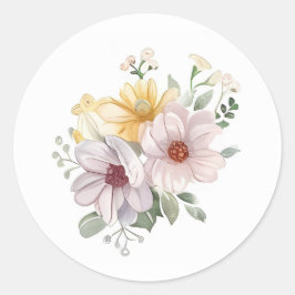 Waterverf Paasbloemen Ronde Sticker
