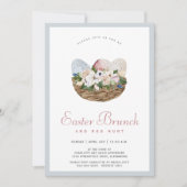 Waterverf paasbrunch en eierjacht kaart (Voorkant)