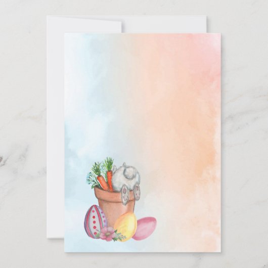 Waterverf Paasbrunch en Eierjacht konijn Kaart (Achterkant)