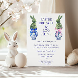 Waterverf paasbrunch en eierjacht konijn kaart
