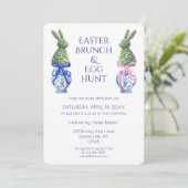Waterverf paasbrunch en eierjacht konijn kaart (Staand voorkant)
