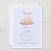 Waterverf Paasbrunch Floral bunny Elegant Kaart (Voorkant)