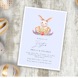 Waterverf Paasbrunch Floral bunny Elegant Kaart